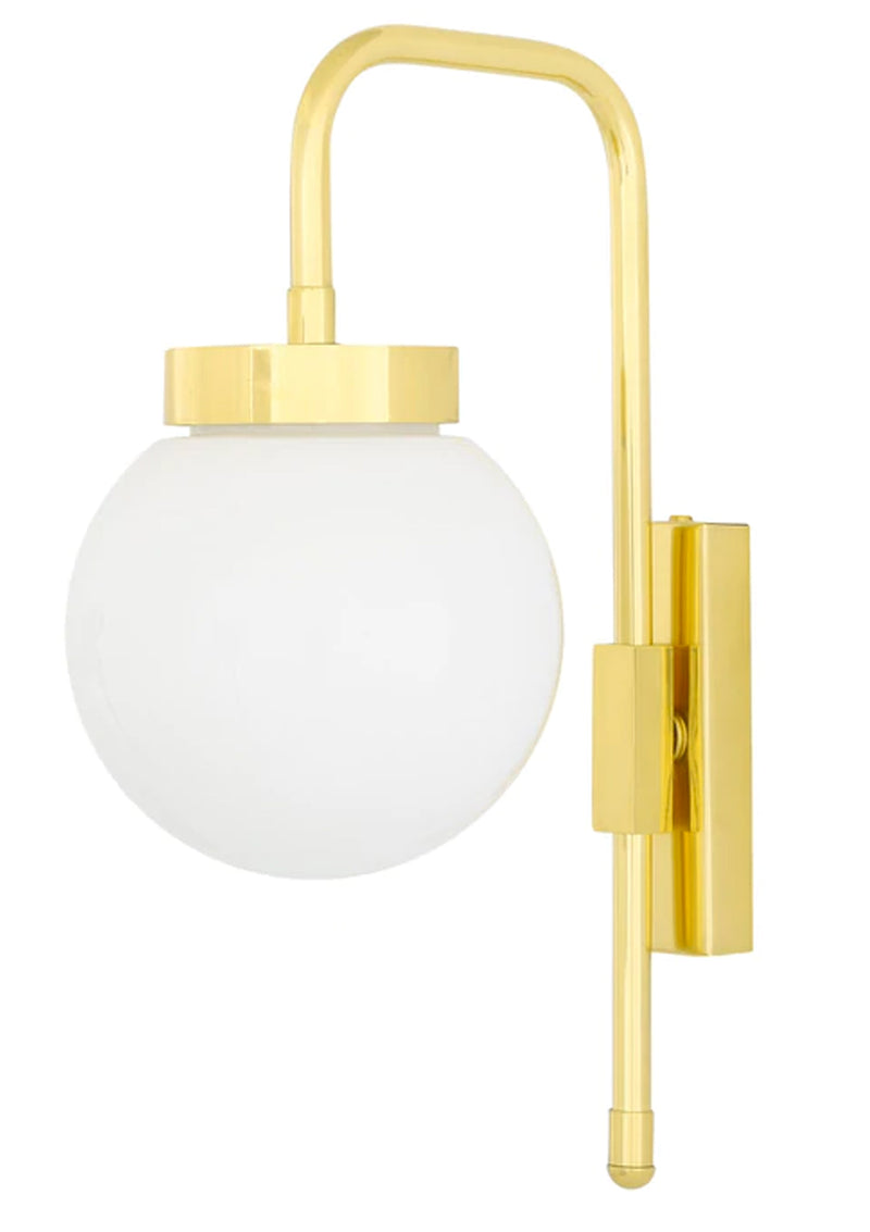 The Auburn wall light has a glass globe shade that comes in clear or opal glass. 