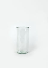 The Aura clear glass vase has a small lip at the opening of the vase. 