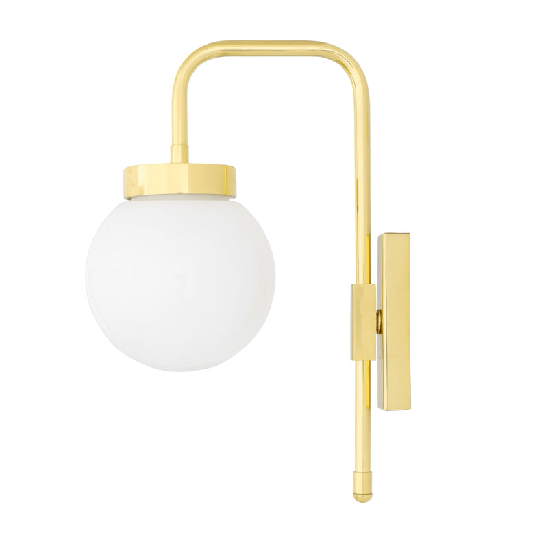 The Auburn wall light has an elegant arched neck and long arm. 