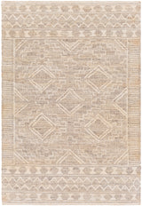 THe Barbados Rug has a diamond pattern made up of  Caramel, Cream, Khaki, Ivory, and Taupe tones. 