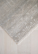 The Everly Rug is made of hand knotted wool and viscose which gives it a raised texture.