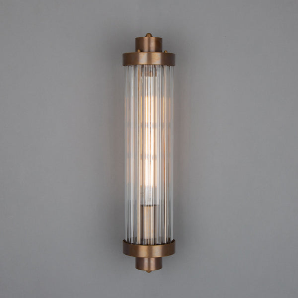 Louise Vintage Rippled Glass and Brass Bathroom Wall Light