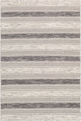 The Nadi rug is made up of black and ivory tones. 