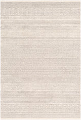 The Pakse Rug is made up of cream, camel, taupe, dark brown, and medium grey tones. 