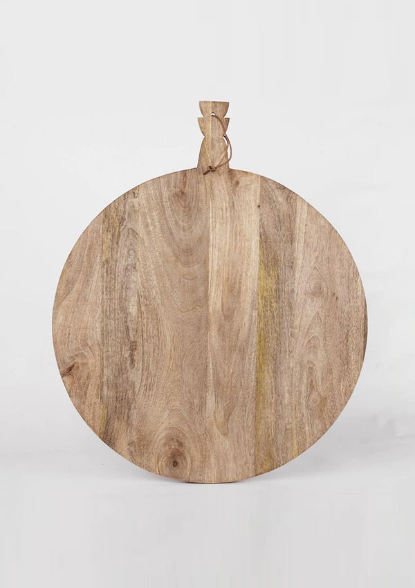 The round Yufka Grazing Board is large enough to create the perfect charcuterie board.